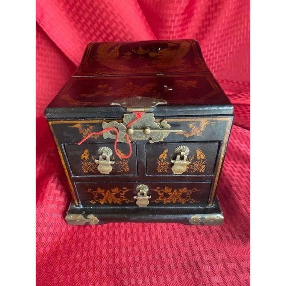 Vintage Chinese  Asian Phoenix Dragon  JEWELRY BOX